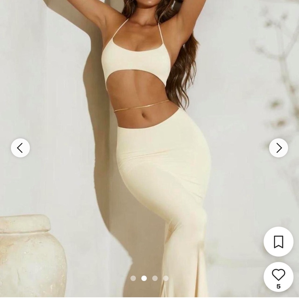 Oh Polly Cream Maxi Dress